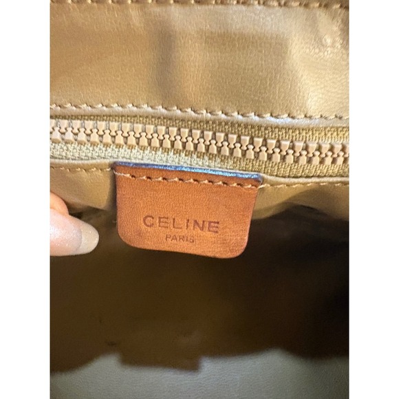 CELINE Vintage Triomphe Monogram Canvas Leather Saddle Crossbody Bag - Picture 7 of 14